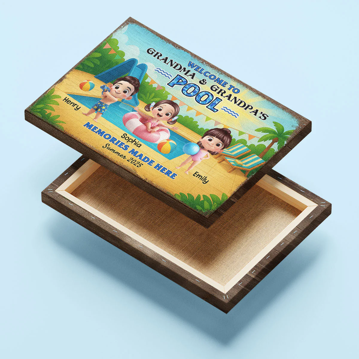 Welcome to Grandma & Grandpa's Pool Personalized Canvas Print, Entryway Front Porch Pool Patio Decor - Image 5