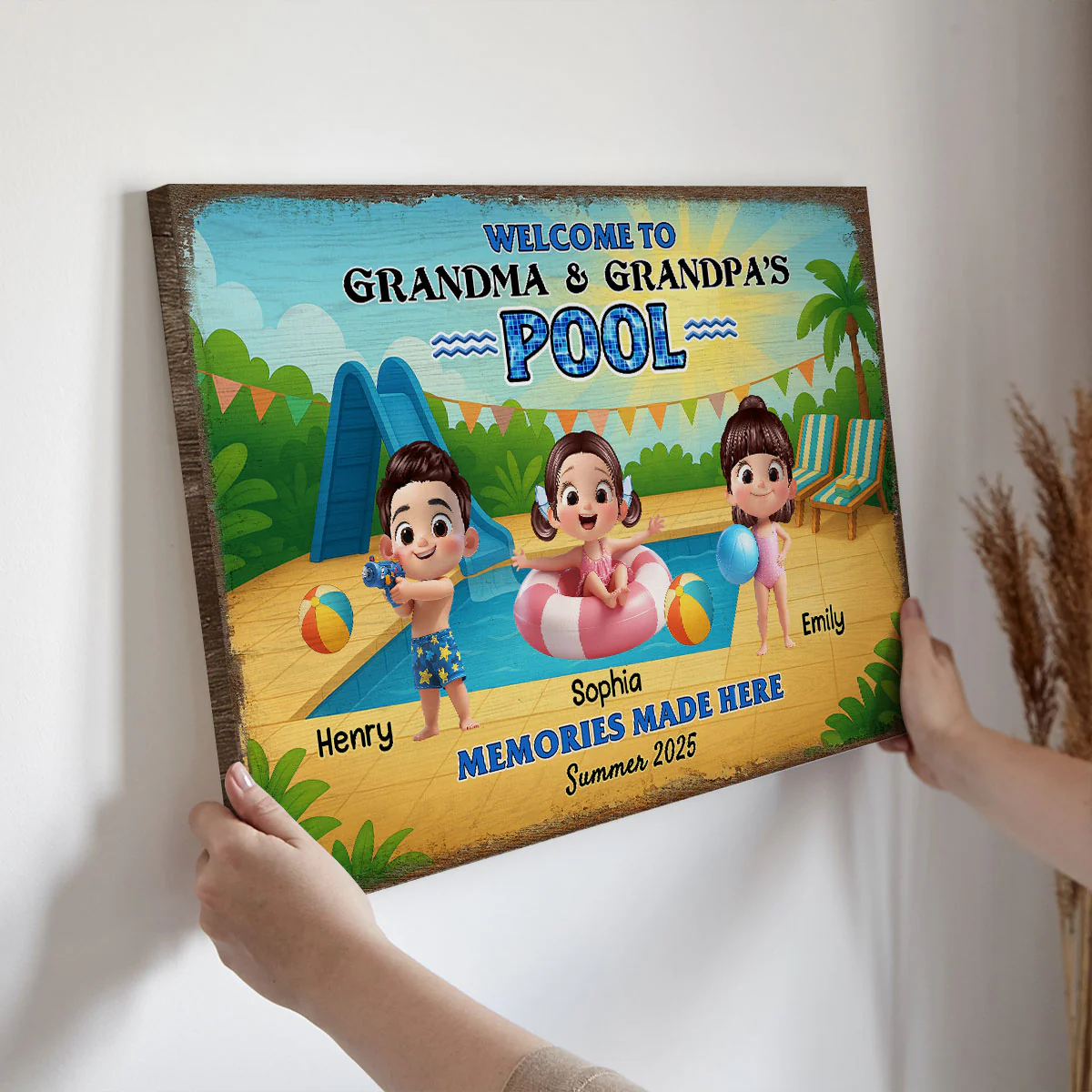 Welcome to Grandma & Grandpa's Pool Personalized Canvas Print, Entryway Front Porch Pool Patio Decor - Image 6