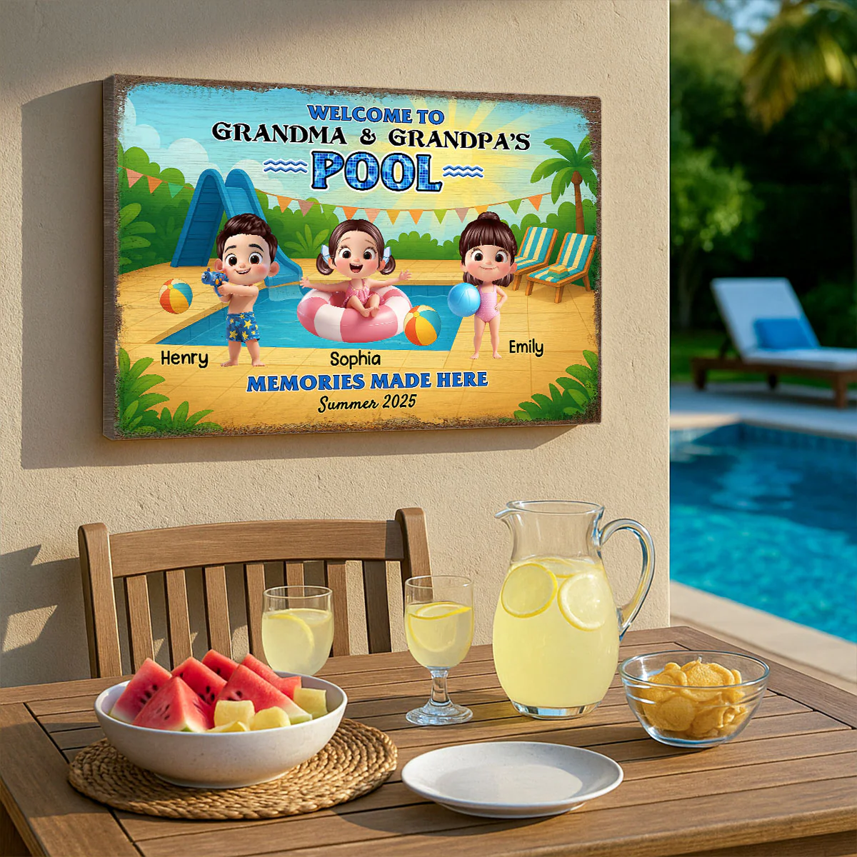 Welcome to Grandma & Grandpa's Pool Personalized Canvas Print, Entryway Front Porch Pool Patio Decor - Image 7