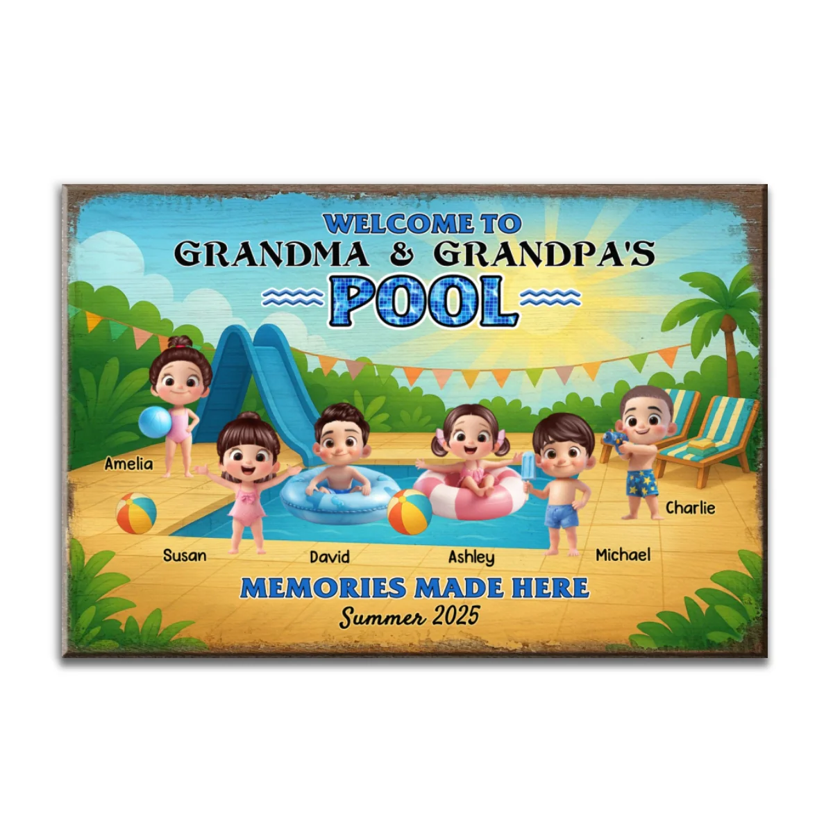 Welcome to Grandma & Grandpa's Pool Personalized Canvas Print, Entryway Front Porch Pool Patio Decor - Image 8
