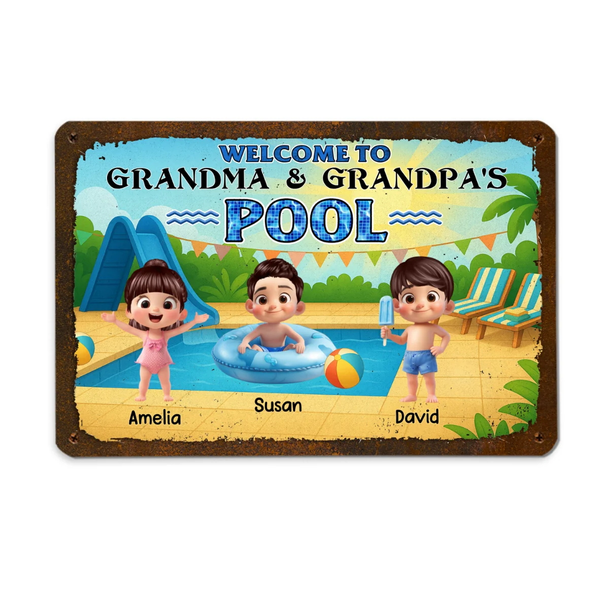 Welcome to Grandma & Grandpa's Pool Personalized Metal Sign - Image 10