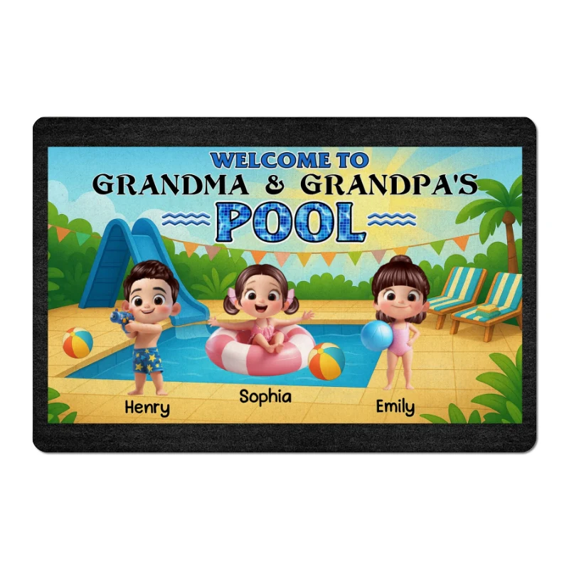 Welcome to Grandma & Grandpa's Pool Personalized Non-Slip Doormat, Entryway Front Porch Farmhouse Summer Grandkids Welcome Mat - Image 8