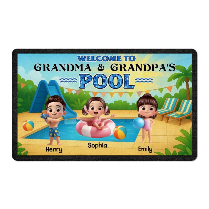 Welcome to Grandma & Grandpa's Pool Personalized Non-Slip Doormat, Entryway Front Porch Farmhouse Summer Grandkids Welcome Mat - Image 9