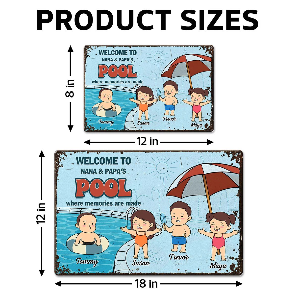 Welcome to Grandma & Grandpa's Pool Summer Decoration Personalized Metal Sign - Image 8
