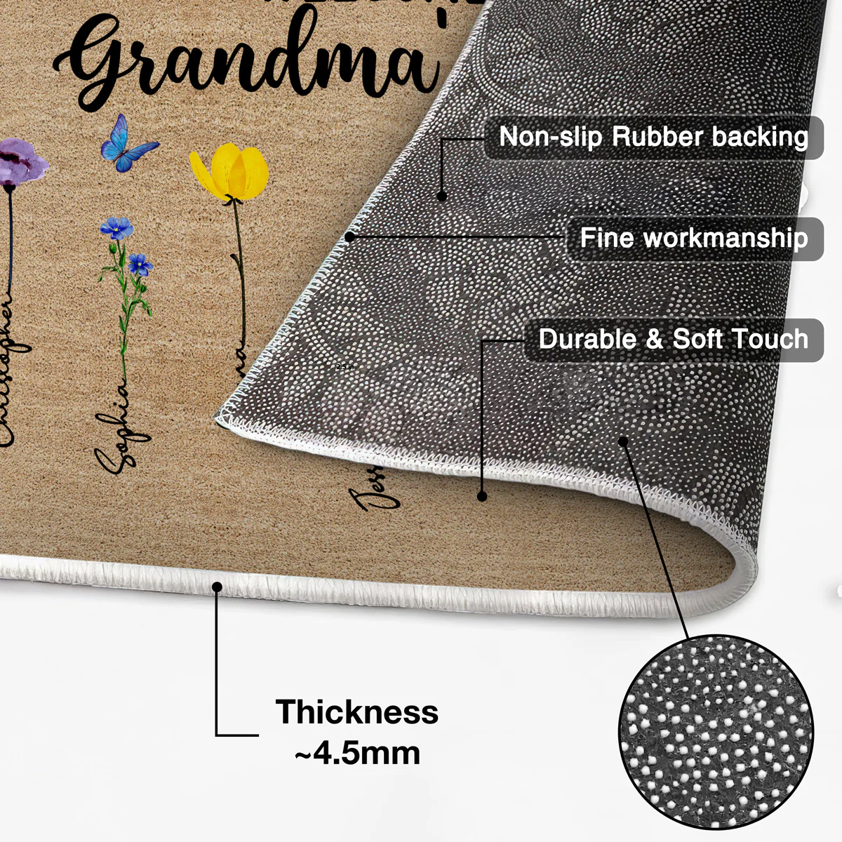 Welcome To Grandma Nana House Watercolor Birth Flowers Personalized Doormat - Image 4