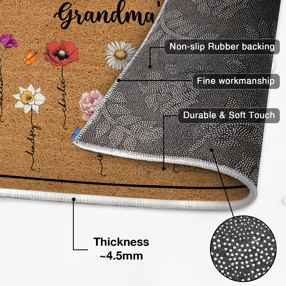 Welcome To Grandma‘s House Vintage Birth Flowers Personalized Doormat - Image 4