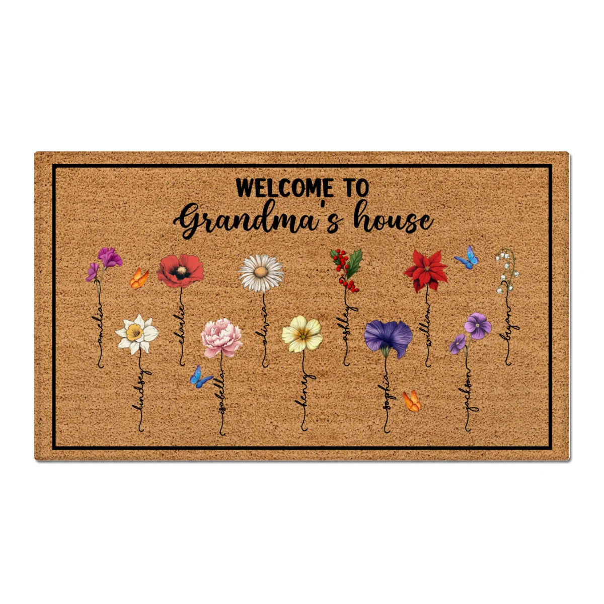 Welcome To Grandma‘s House Vintage Birth Flowers Personalized Doormat - Image 7