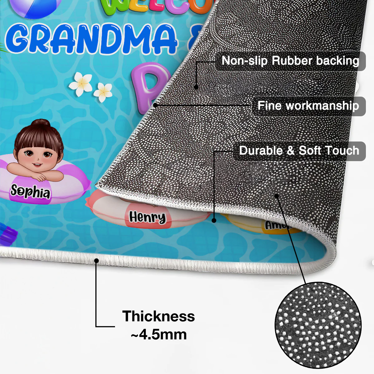 Welcome To Grandpa Grandma Grandparents Summer Pool Personalized Doormat| Summer Decoration - Image 4