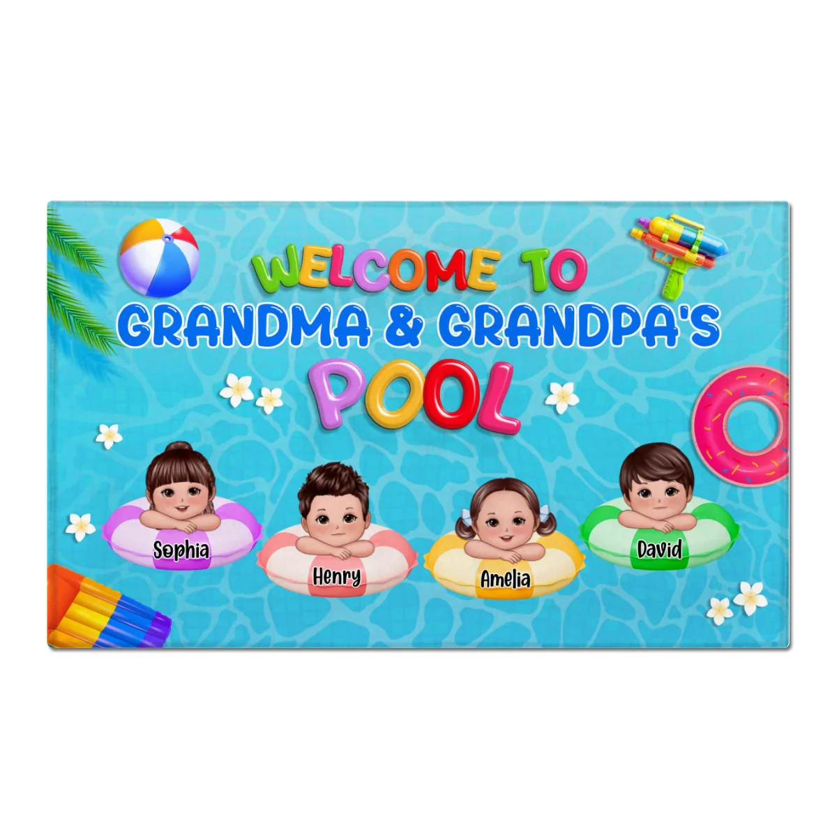 Welcome To Grandpa Grandma Grandparents Summer Pool Personalized Doormat| Summer Decoration - Image 7