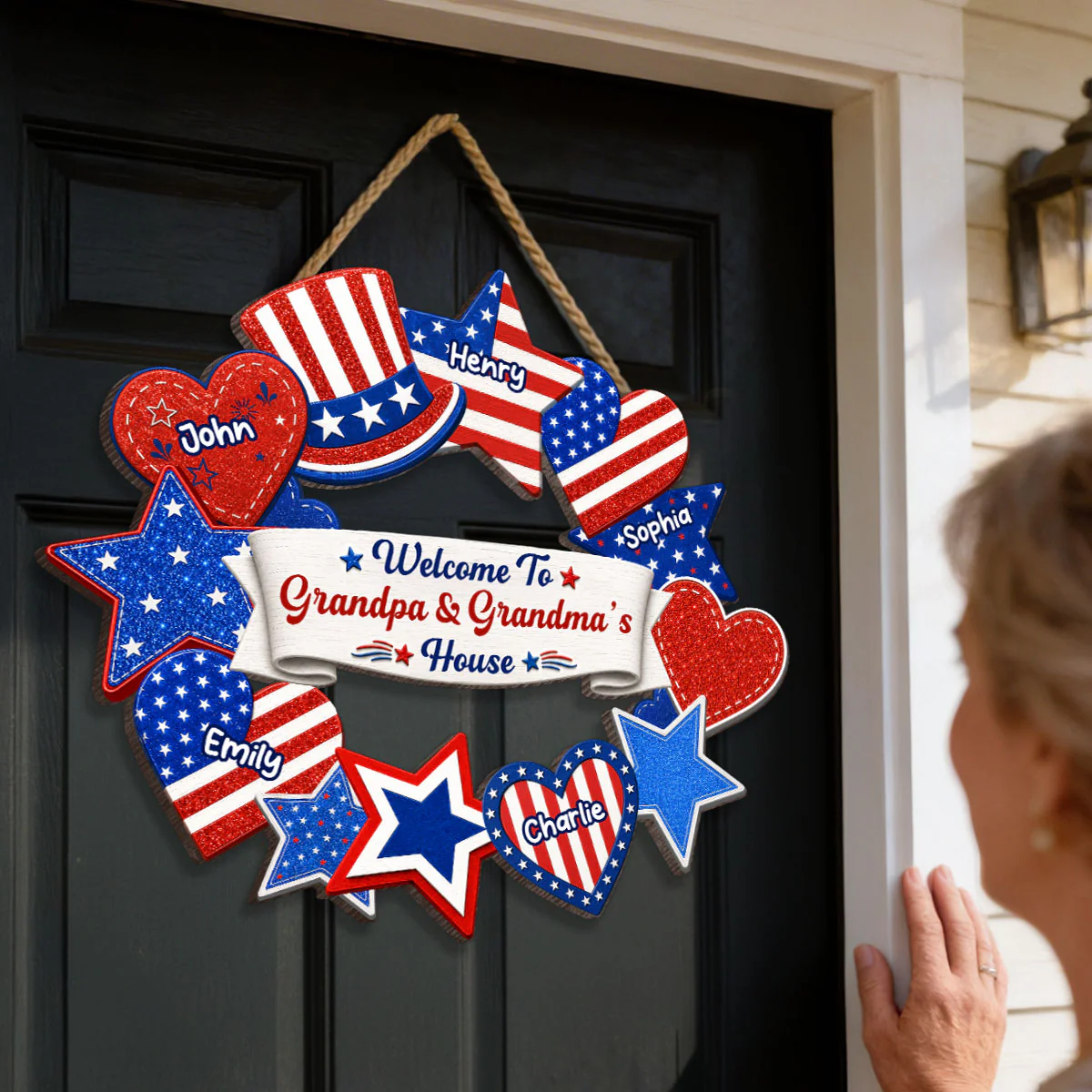 Welcome To Grandpa & Grandma House America 250th Anniversary - Personalized Wood Sign - 4th of July Decoration - Image 3