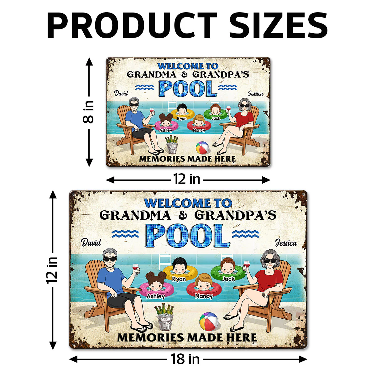 Welcome To Grandparents Pool Personalized Metal Sign, Housewarming Gift, Birthday Gift For Dad Mom Grandpa Grandma - Image 11