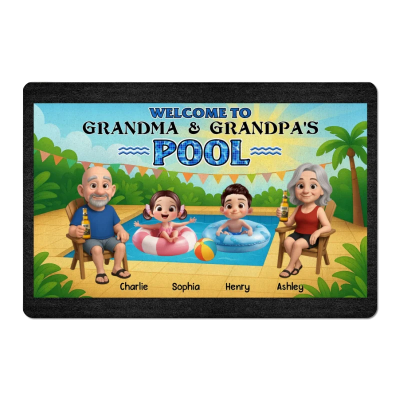 Welcome to Grandparents Pool Personalized Non-Slip Doormat, Entryway Front Porch Farmhouse Summer Grandkids Welcome Mat - Image 8