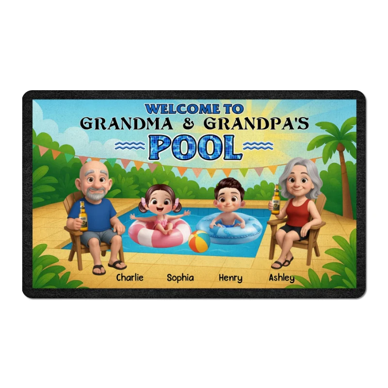 Welcome to Grandparents Pool Personalized Non-Slip Doormat, Entryway Front Porch Farmhouse Summer Grandkids Welcome Mat - Image 9