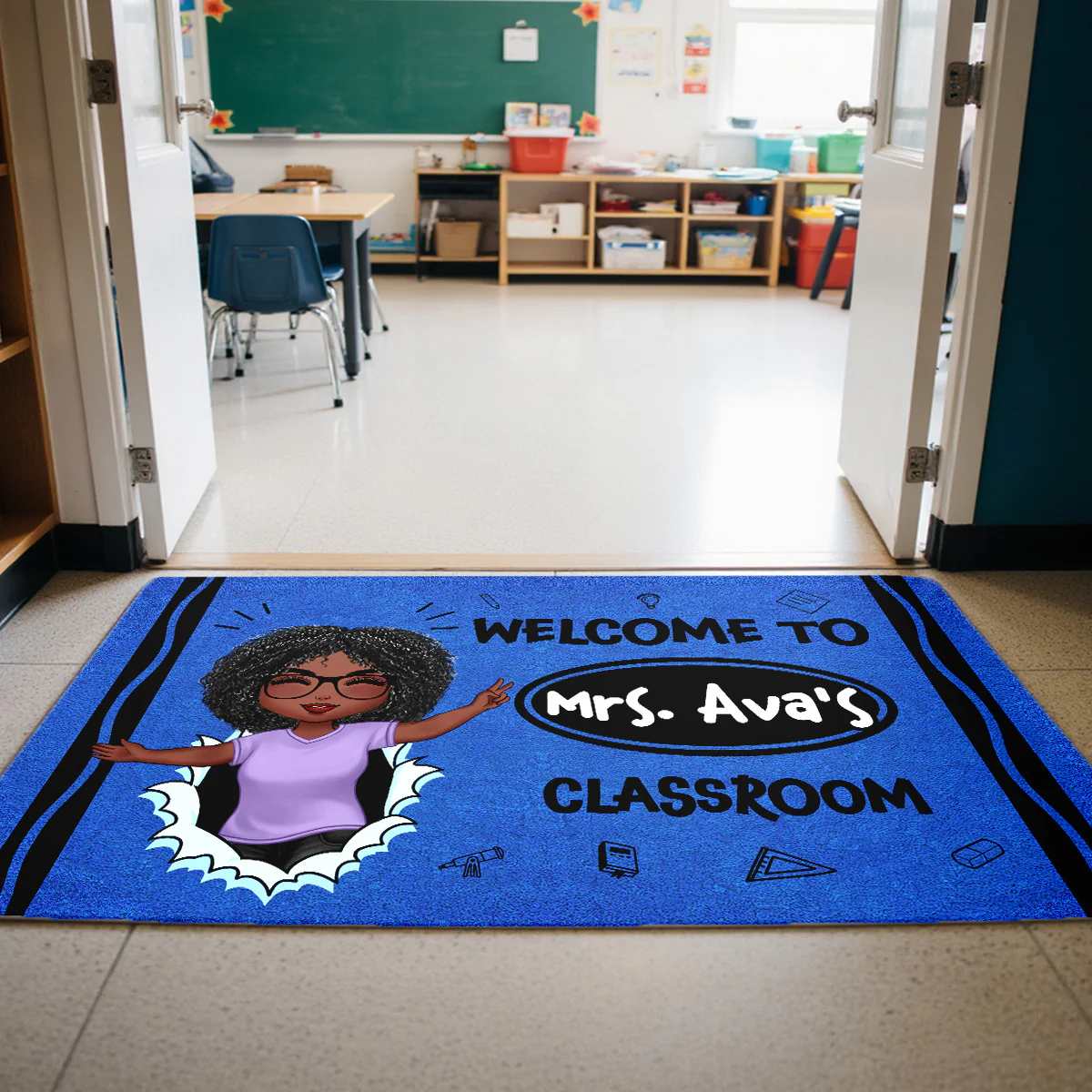 Welcome To My Class Happy Teacher Crayon Theme Personalized Doormat, Classroom Decor - Image 5