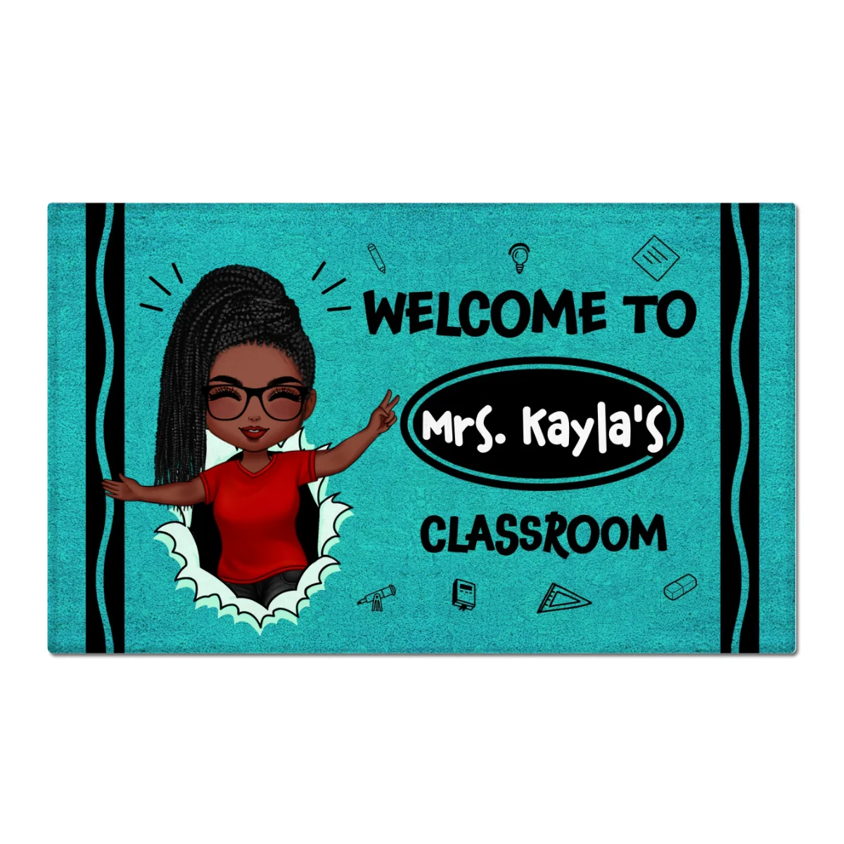 Welcome To My Class Happy Teacher Crayon Theme Personalized Doormat, Classroom Decor - Image 6