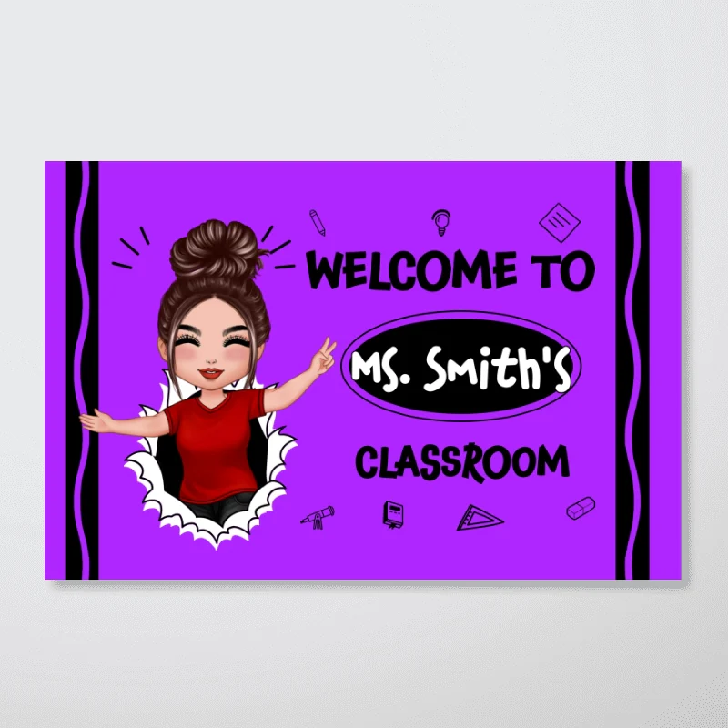 Welcome To My Class Happy Teacher Crayon Theme Personalized Poster, Classroom Decor, Back To School Gift - Image 8