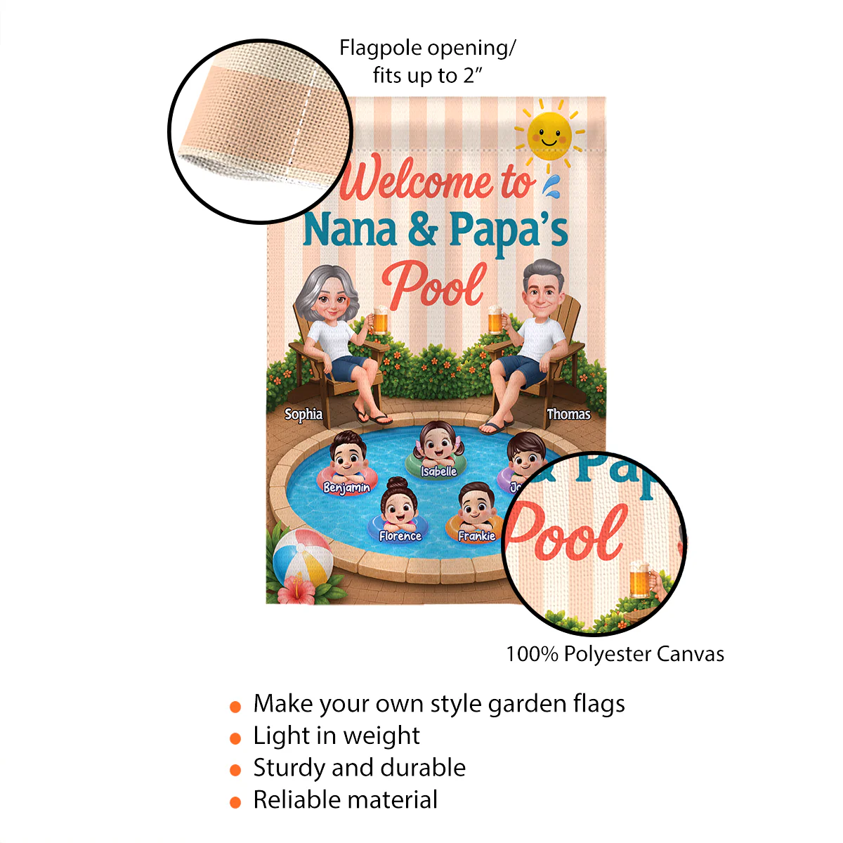 Welcome To Nana & Papa Pool - Personalized Pool Flag - Image 5