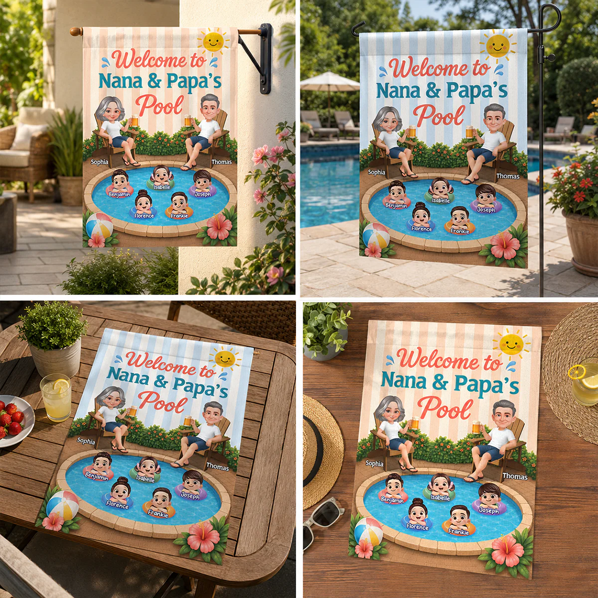 Welcome To Nana & Papa Pool - Personalized Pool Flag - Image 6
