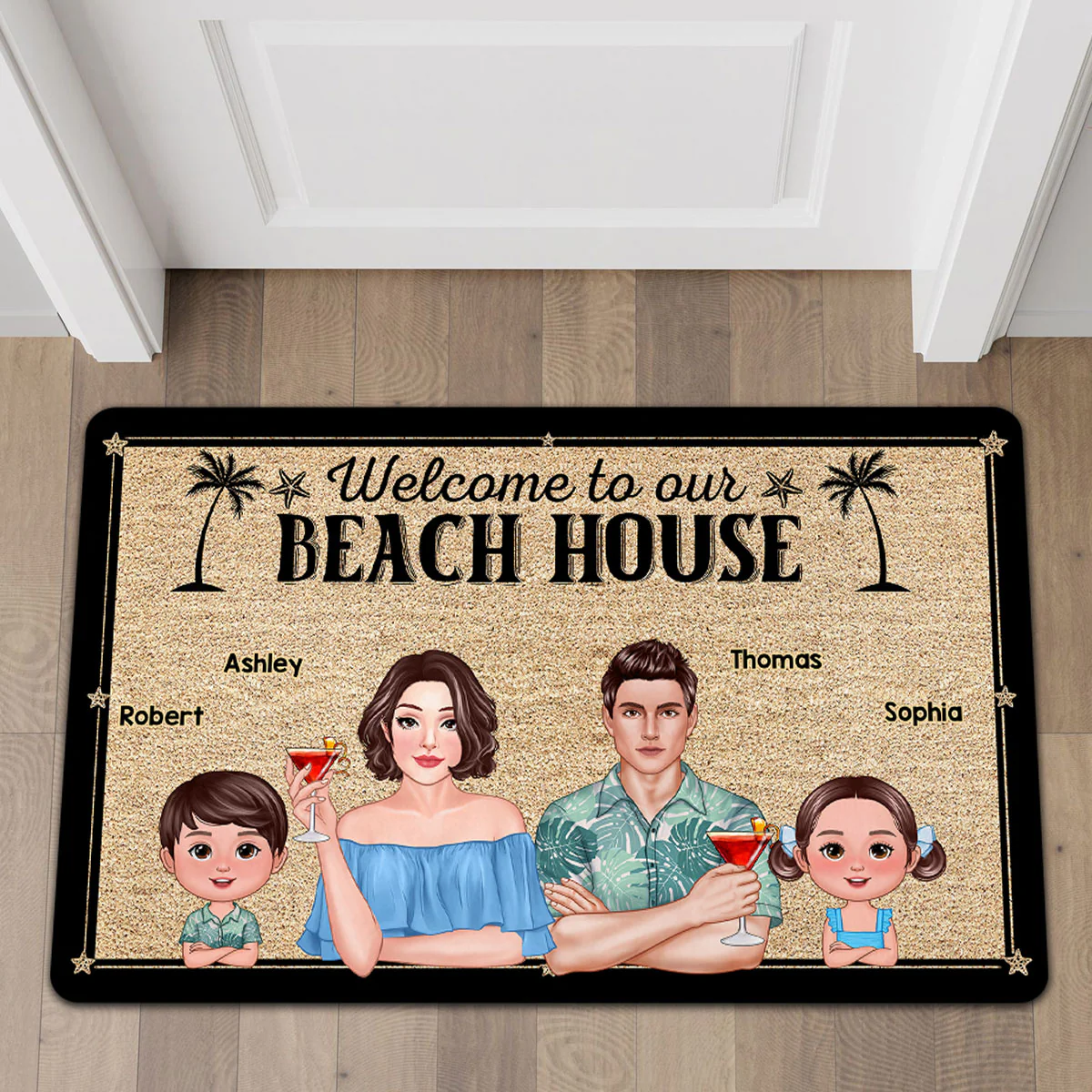 Welcome To Our Beach House Pretty Family Personalized Doormat - Image 2