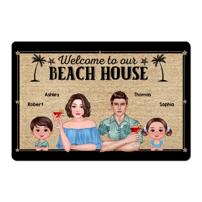 Welcome To Our Beach House Pretty Family Personalized Doormat - Image 5