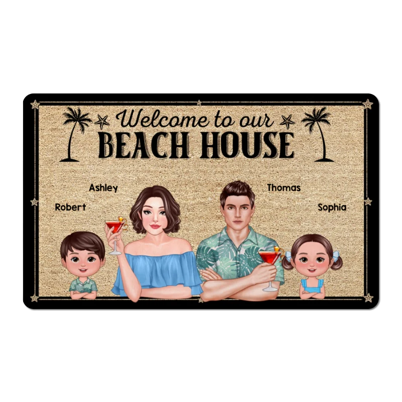 Welcome To Our Beach House Pretty Family Personalized Doormat - Image 6