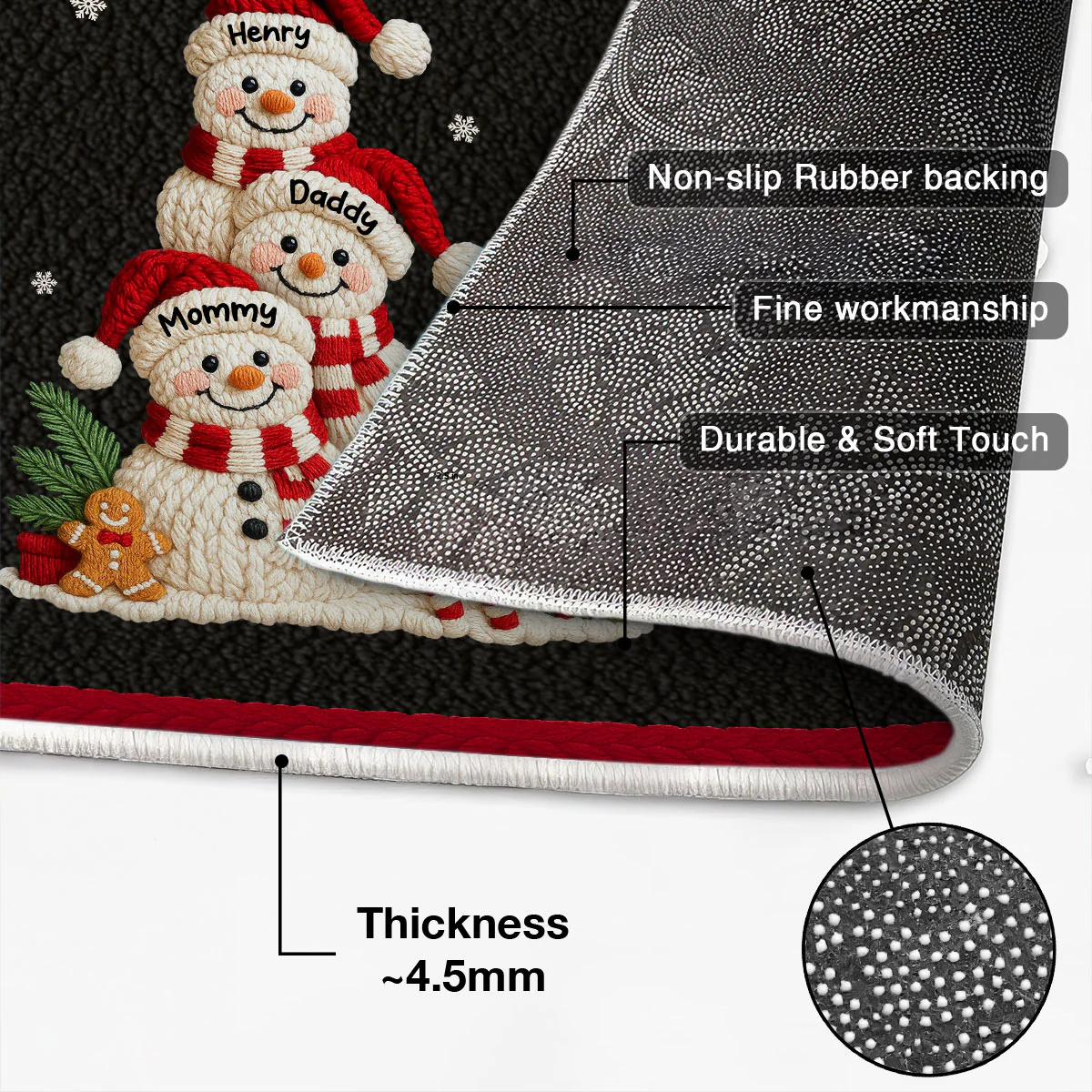 Welcome to Our Family Snowman Latch Hook Yarn Faux - Personalized Doormat - Festive Christmas Decor for Family - Image 6