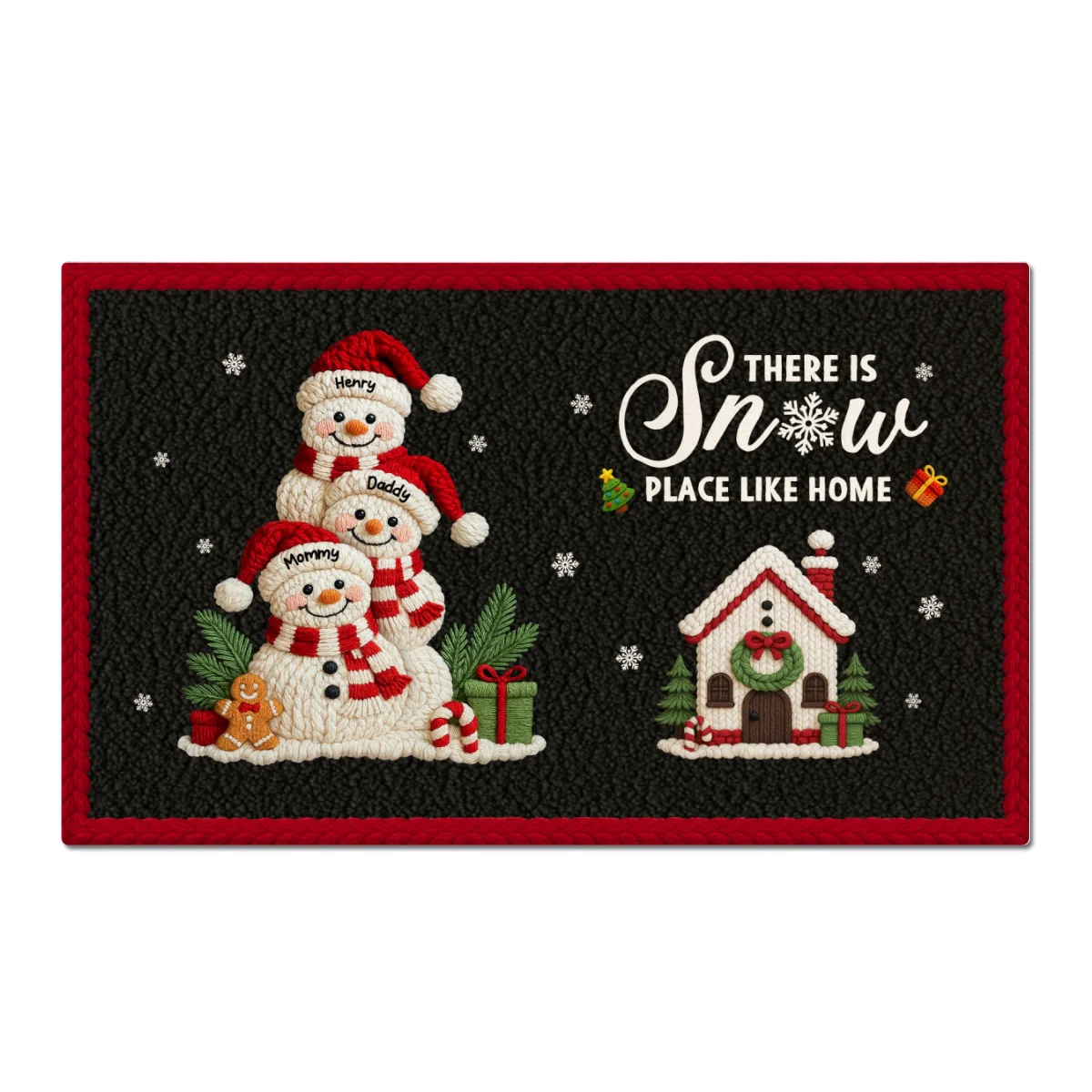 Welcome to Our Family Snowman Latch Hook Yarn Faux - Personalized Doormat - Festive Christmas Decor for Family - Image 7