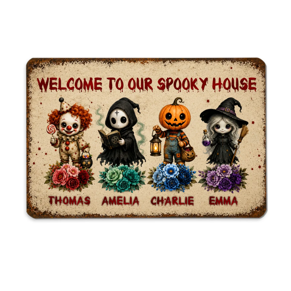 Welcome To Our Spooky House - Personalized Metal Sign - Halloween Decor Gift, Gift For Family - Image 11