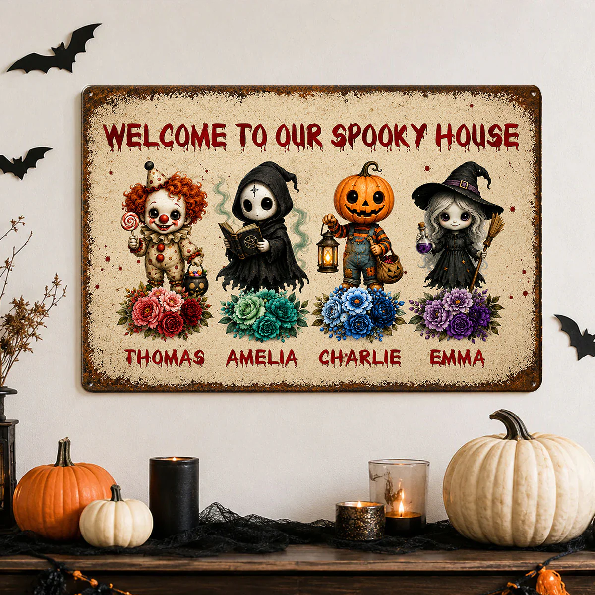Welcome To Our Spooky House - Personalized Metal Sign - Halloween Decor Gift, Gift For Family - Image 3