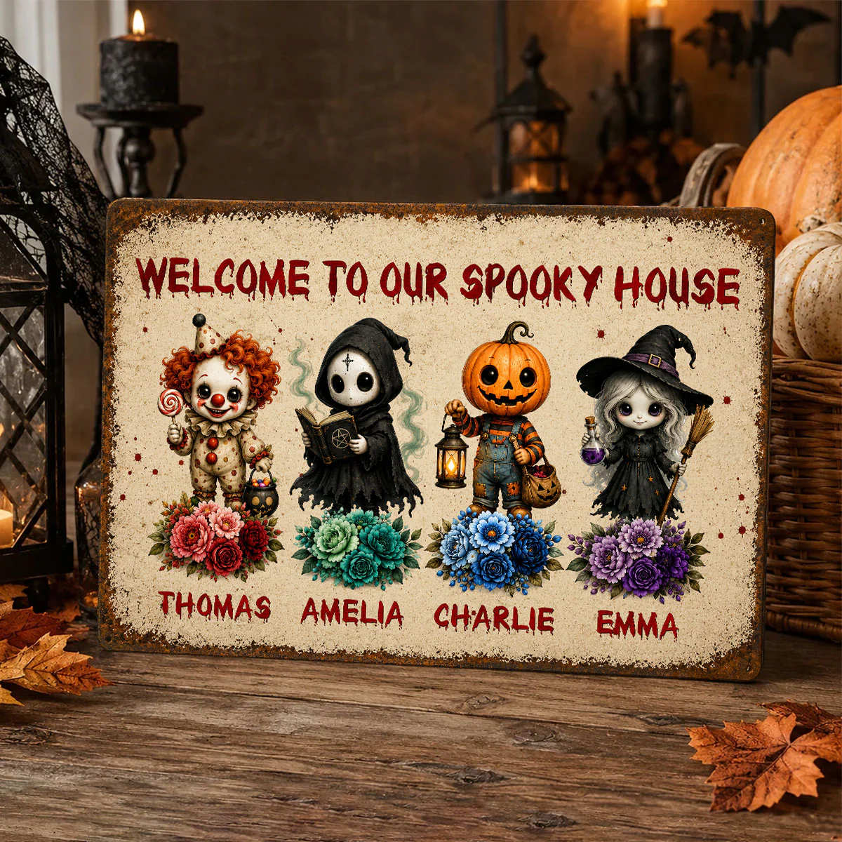 Welcome To Our Spooky House - Personalized Metal Sign - Halloween Decor Gift, Gift For Family - Image 4