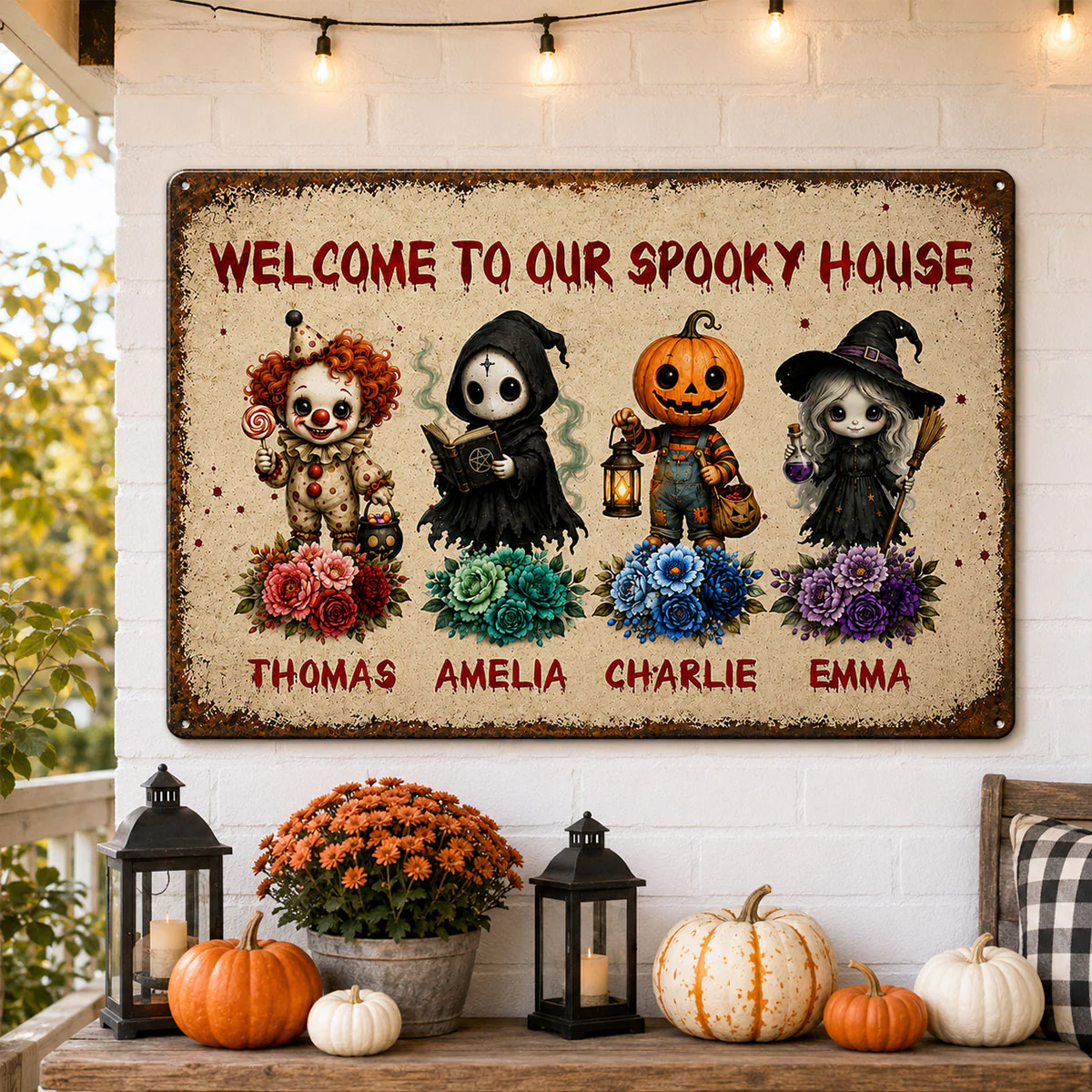 Welcome To Our Spooky House - Personalized Metal Sign - Halloween Decor Gift, Gift For Family - Image 7