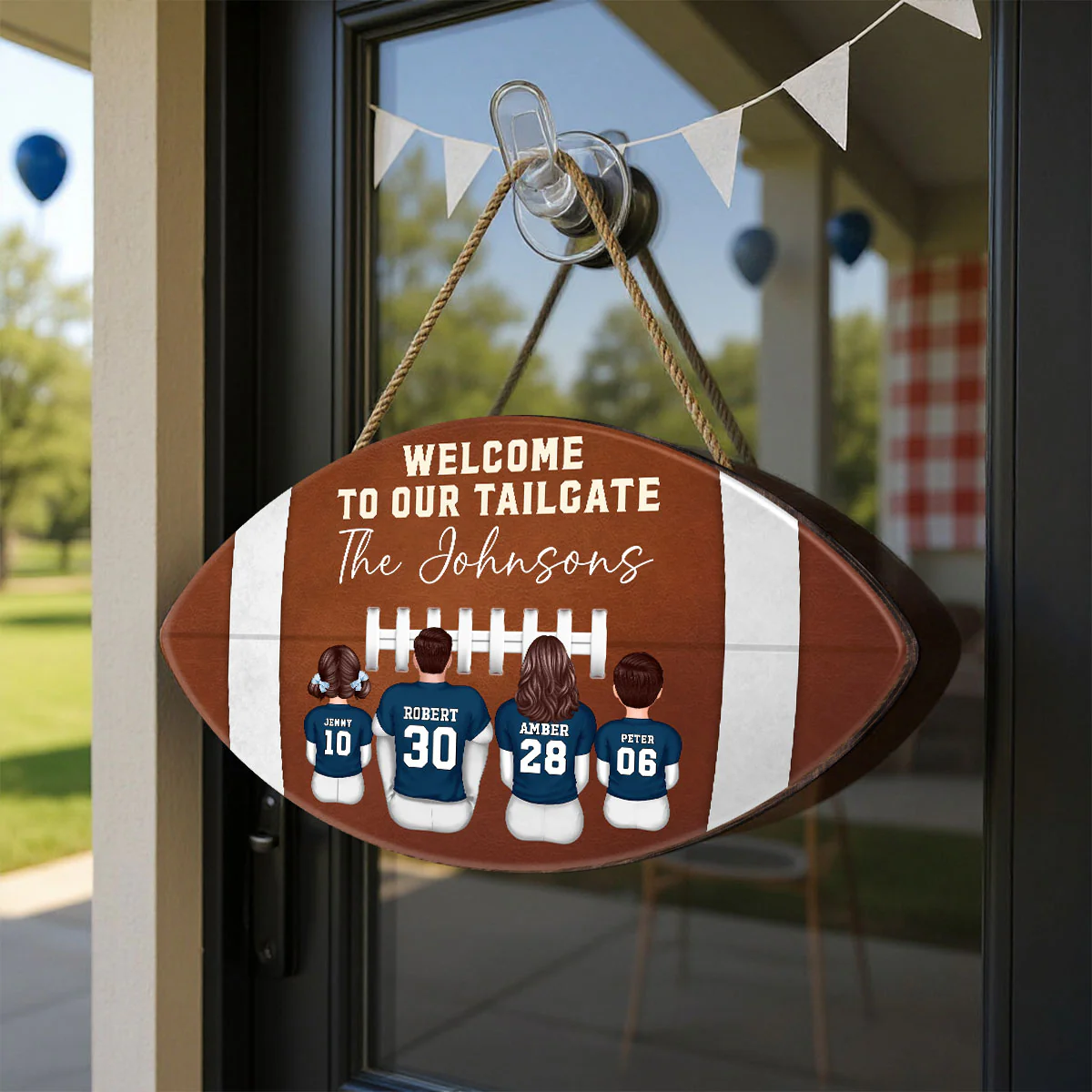 Welcome To Our Tailgate Football Family Decor Personalized Wooden Sign - Image 2
