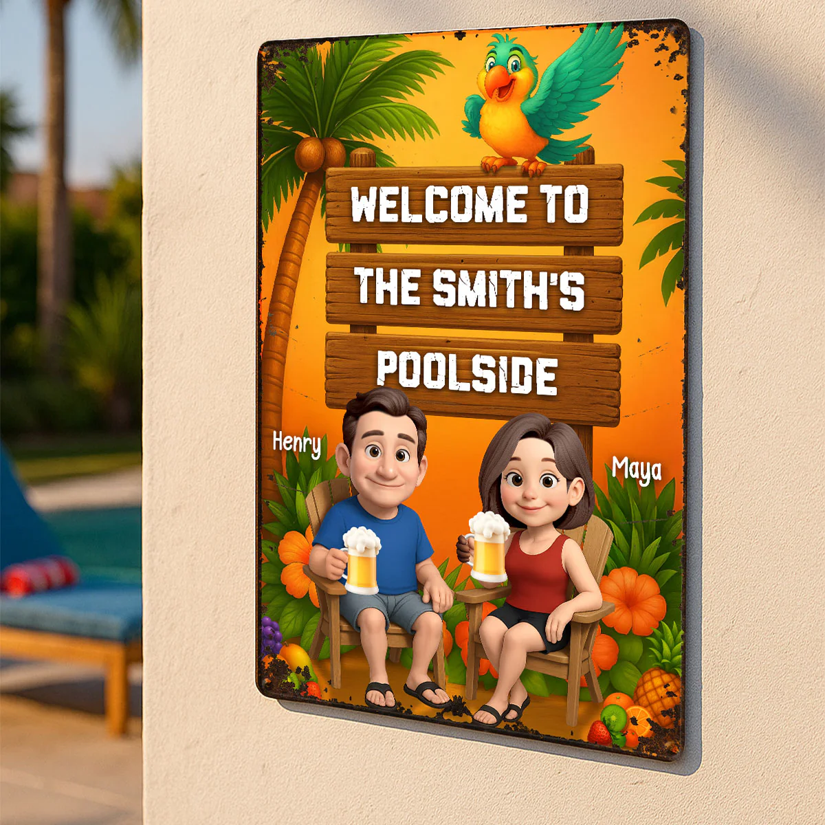 Welcome To Our Tiki Bar, Poolside, Backyard Bar, Hot Tub Personalized Metal Sign - Image 6