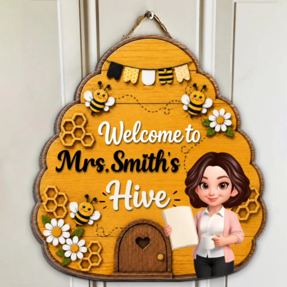 Welcome To Teacher Bee Hive - Personalized Door Hanger - Back To School Gift - Image 10