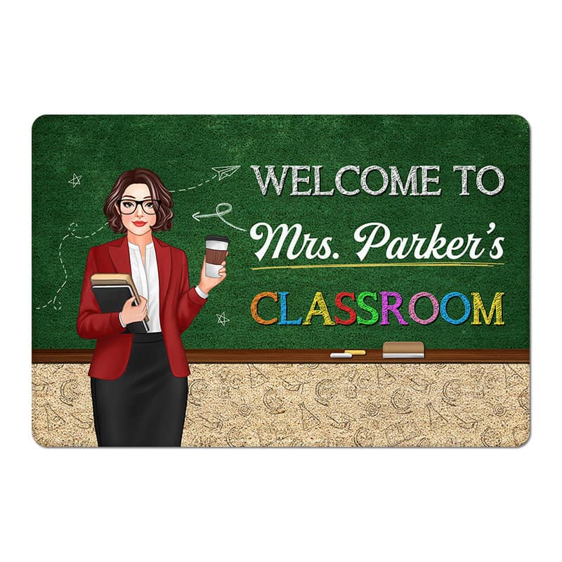 Welcome To Teacher Classroom Blackboard Personalized Doormat - Image 2