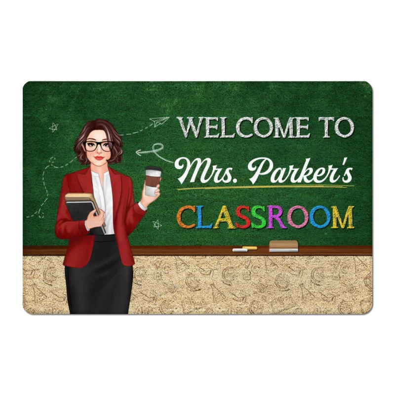 Welcome To Teacher Classroom Blackboard Personalized Doormat - Image 4