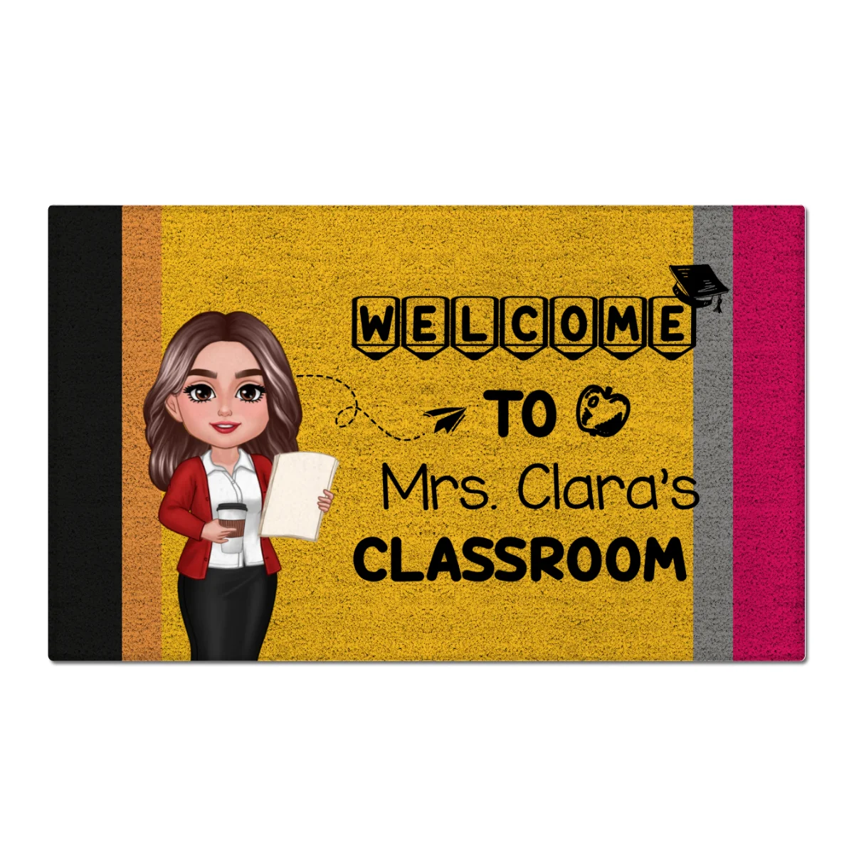 Welcome To Teacher Classroom Pencil Pattern Personalized Doormat, Back To School Gift - Image 8