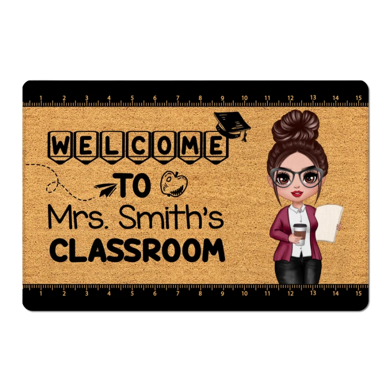 Welcome To Teacher Classroom Simple Personalized Doormat - Image 3