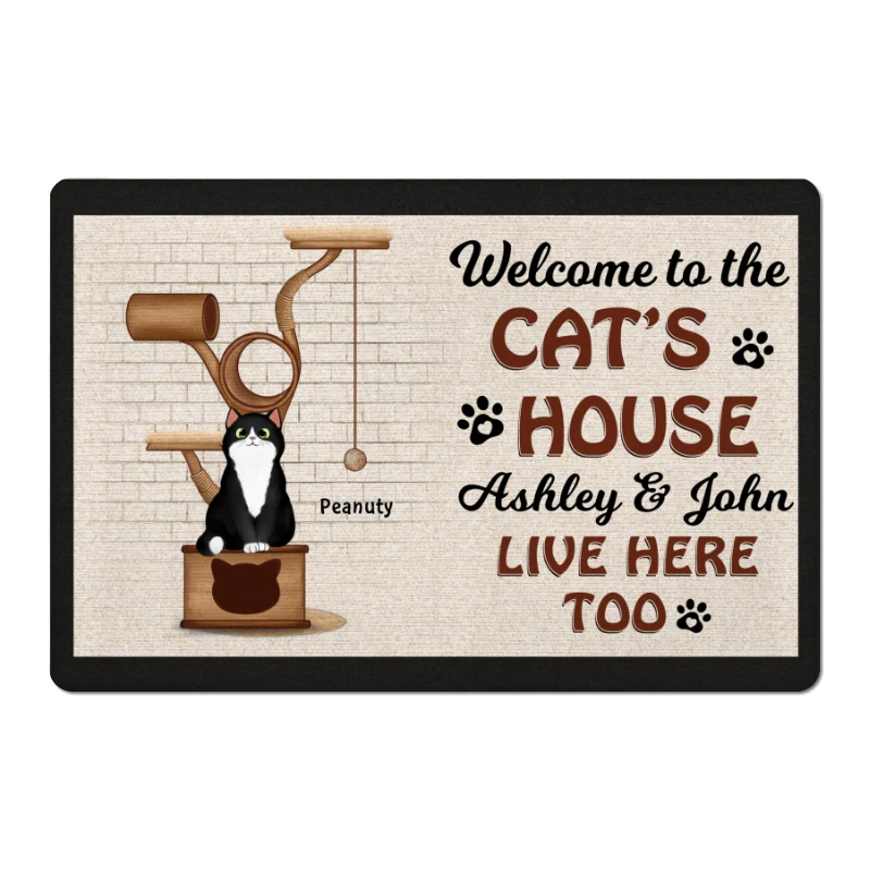 Welcome To The Cats House Cat Tower Personalized Doormat - Image 4