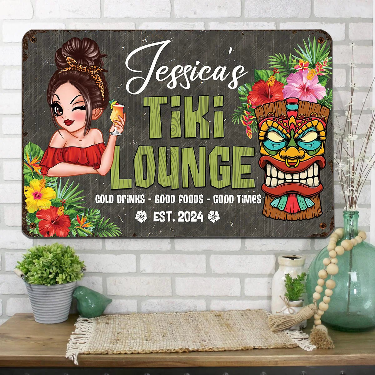 Welcome To Tiki Lounge Personalized Metal Sign - Image 5