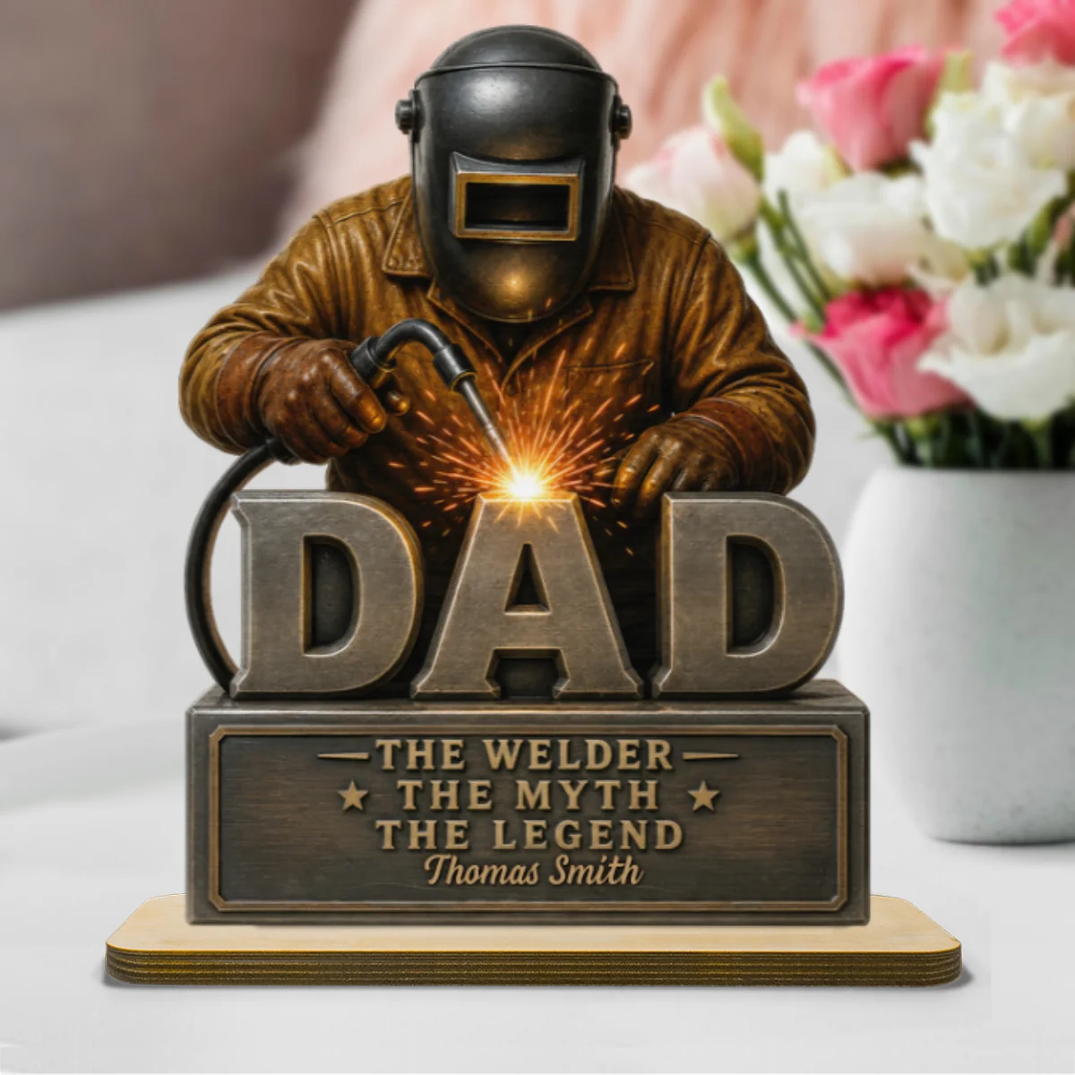 Welder Dad The Man The Myth - Personalized 2-Layered Wooden Plaque - Gift For Welders, Metal Worker Mechanic Welding Dad, Husband - Image 10
