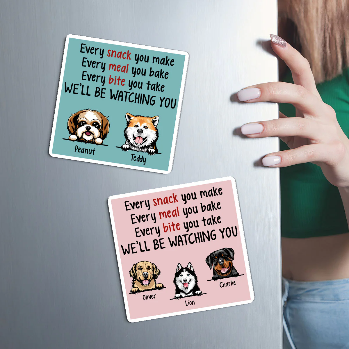 We'll Be Watching You Kitchen Decor For Dog Lover Personalized Acrylic Fridge Magnet - Image 2