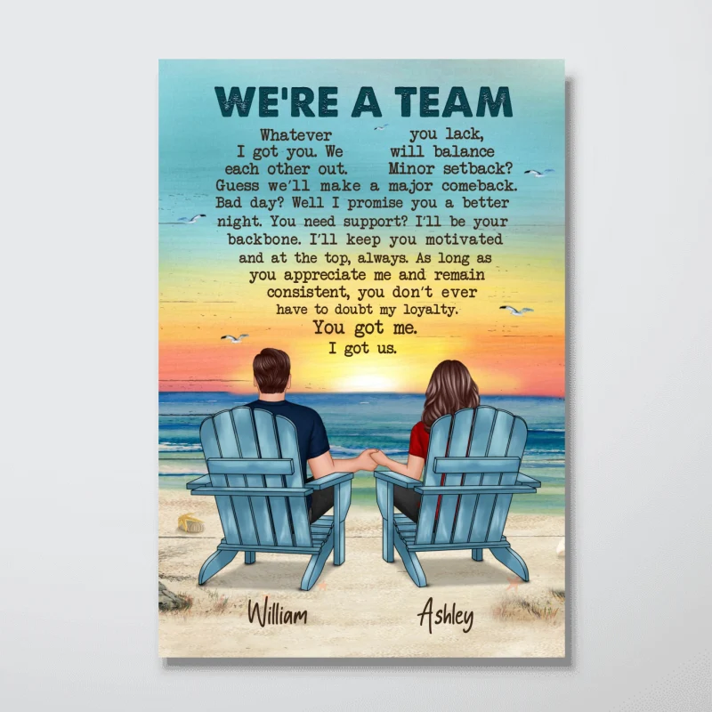 We‘re A Team Couple Beach Landscape Personalized Vertical Poster - Image 4