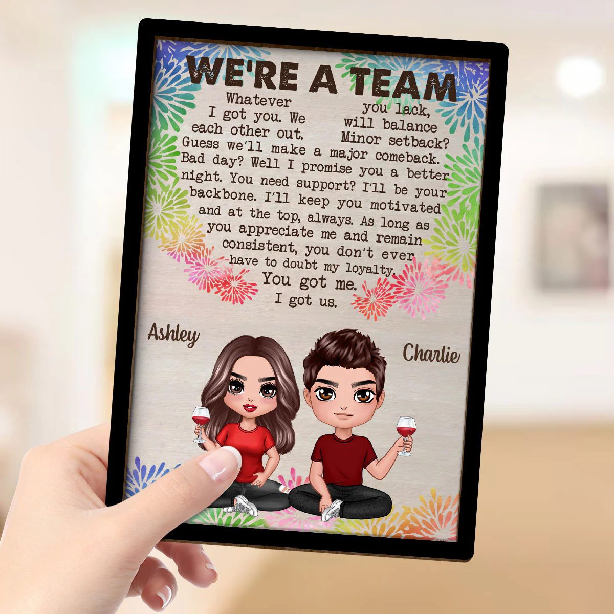 We‘re A Team Valentine’s Day Gift For Him Gift For Her Personalized 2-layer Wooden Plaque - Image 4