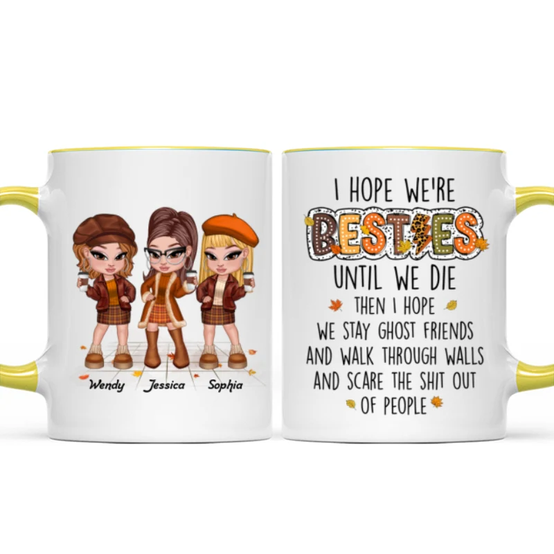 We're Besties Sisters Until We Die Personalized Mug, Fall Season Gift - Image 16