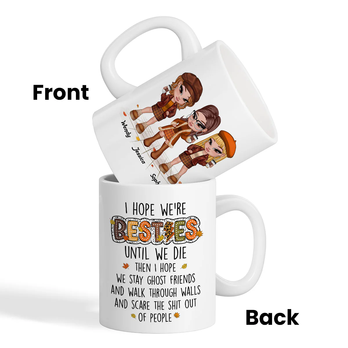 We're Besties Sisters Until We Die Personalized Mug, Fall Season Gift - Image 5