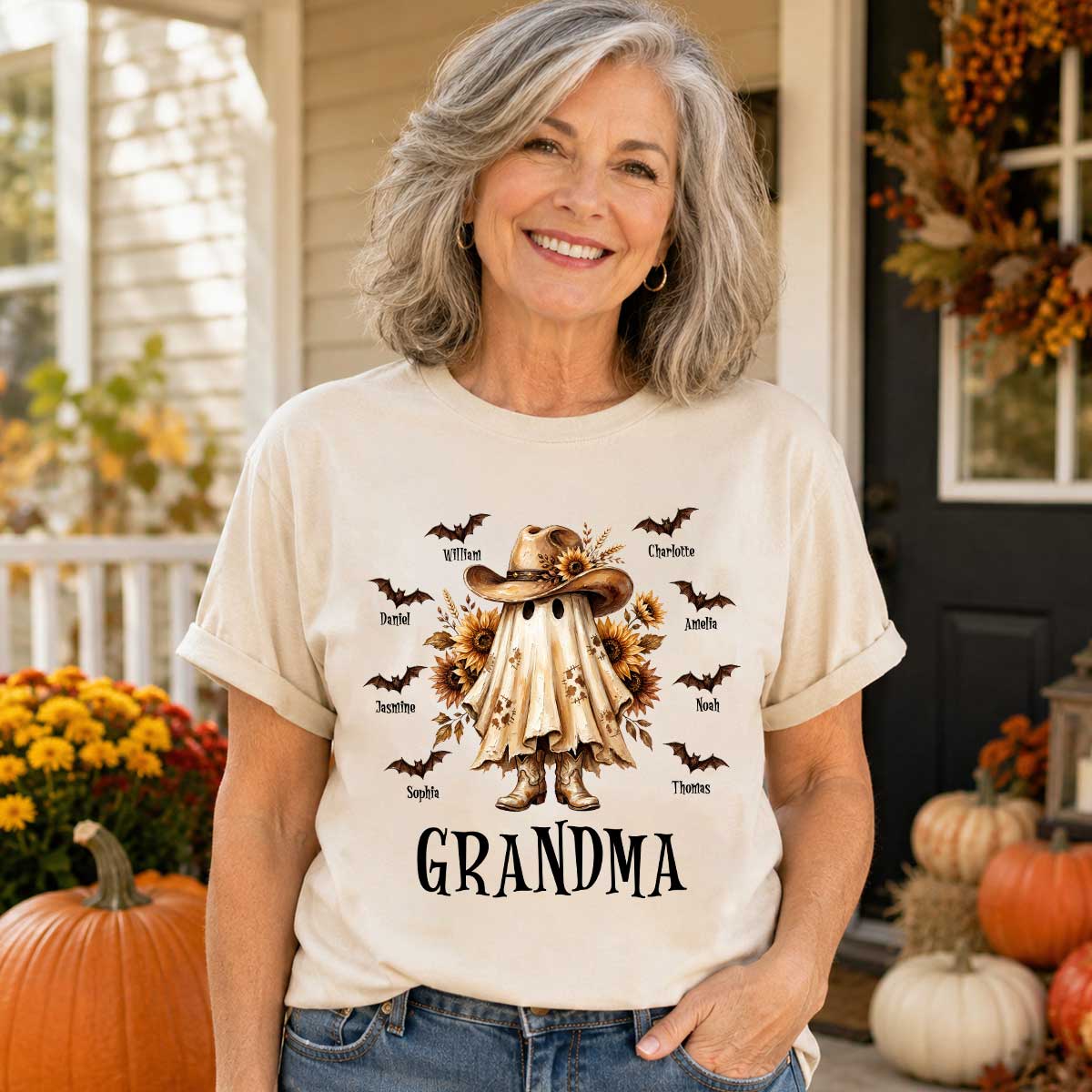 Western Cowgirl Boo Grandma Fall Season Halloween - Personalized Shirt - Halloween Gift For Grandma - Image 6