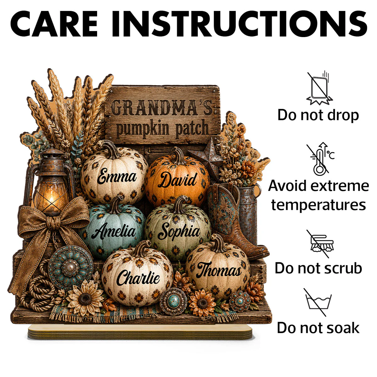 Western Leopard Grandma's Pumpkin Patch - Personalized 2-Layered Wooden Plaque - Fall Halloween Decor for Grandma - Image 11