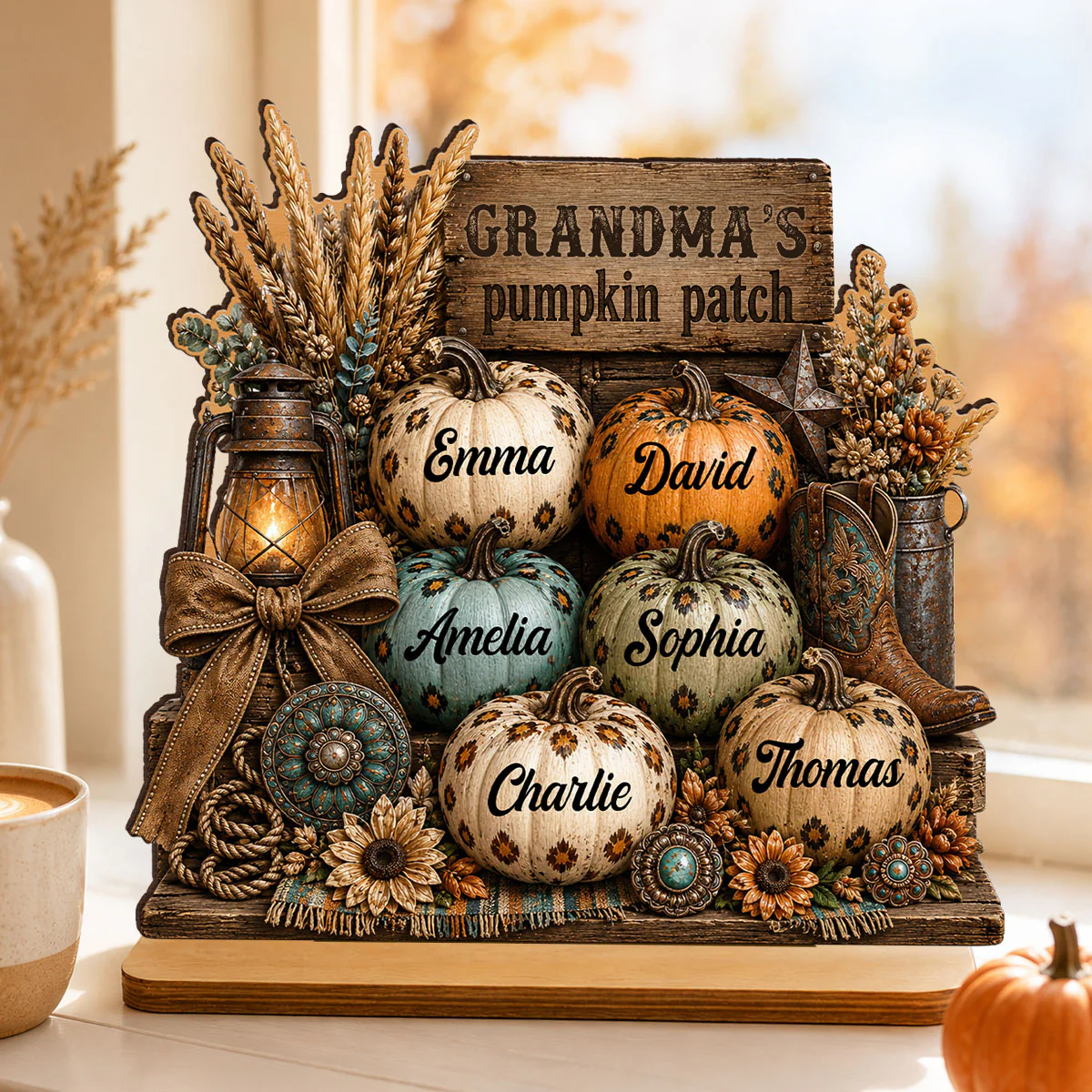 Western Leopard Grandma's Pumpkin Patch - Personalized 2-Layered Wooden Plaque - Fall Halloween Decor for Grandma - Image 6