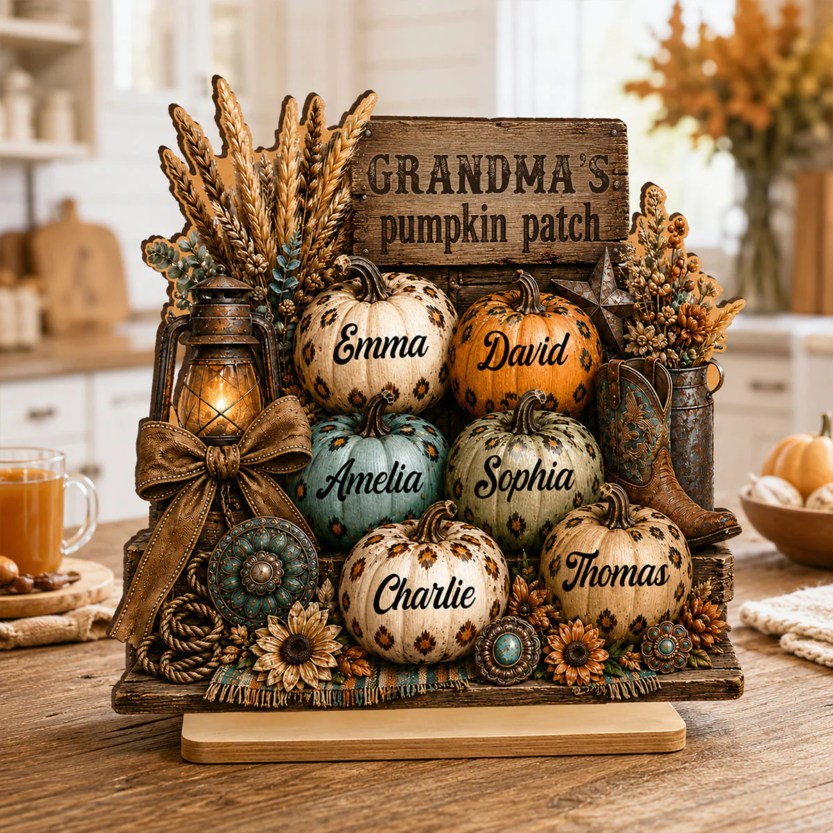 Western Leopard Grandma's Pumpkin Patch - Personalized 2-Layered Wooden Plaque - Fall Halloween Decor for Grandma - Image 8